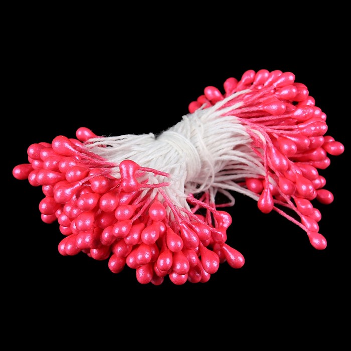 Тычинки для искусственных цветов "Капельки фуксия" (набор 130 шт) длина 6 см