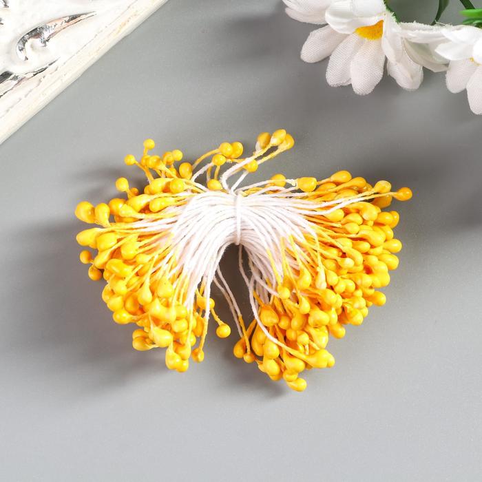 Тычинки для искусственных цветов "Капельки тёмно-жёлтые" (набор 130 шт) длина 6 см