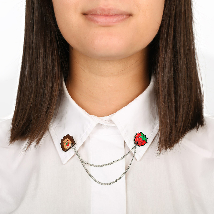 Значки на воротничок с цепочкой "Малина"
