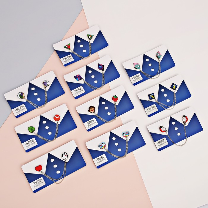 Значки на воротничок с цепочкой "Малина"