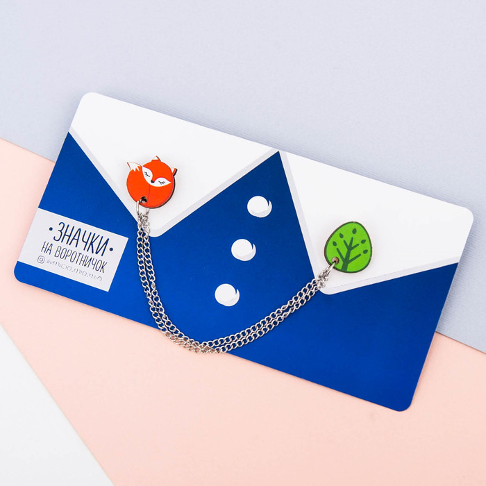 Значки на воротничок с цепочкой "Лиса"