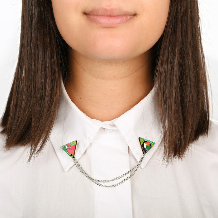 Значки на воротничок с цепочкой "Тропики"