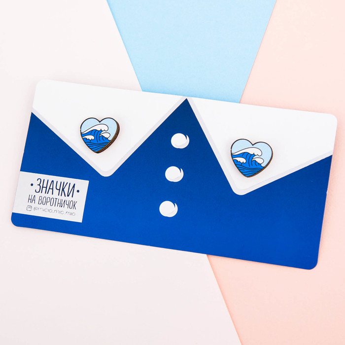 Значки на воротничок "Волны"