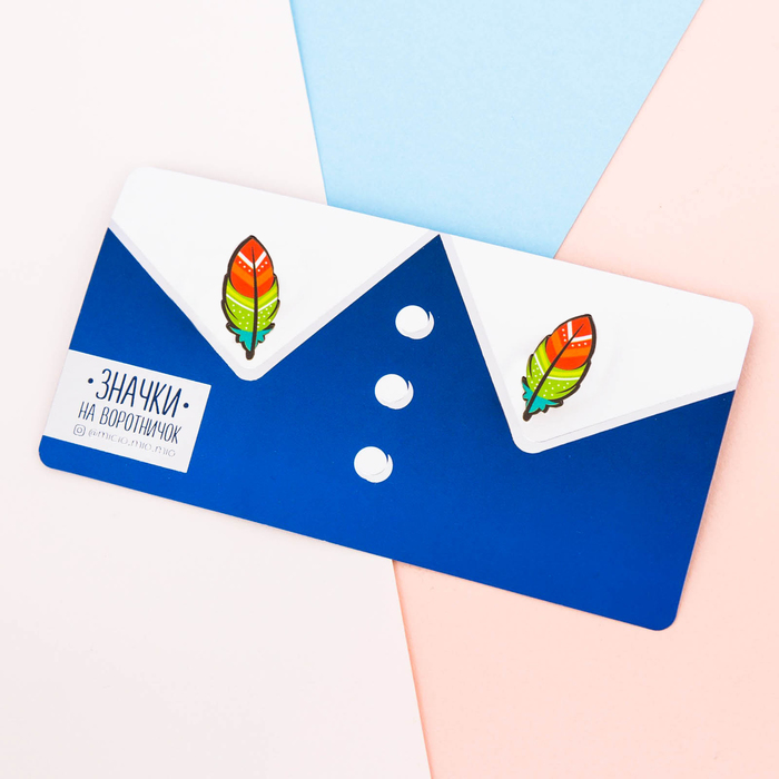 Значки на воротничок "Перья"
