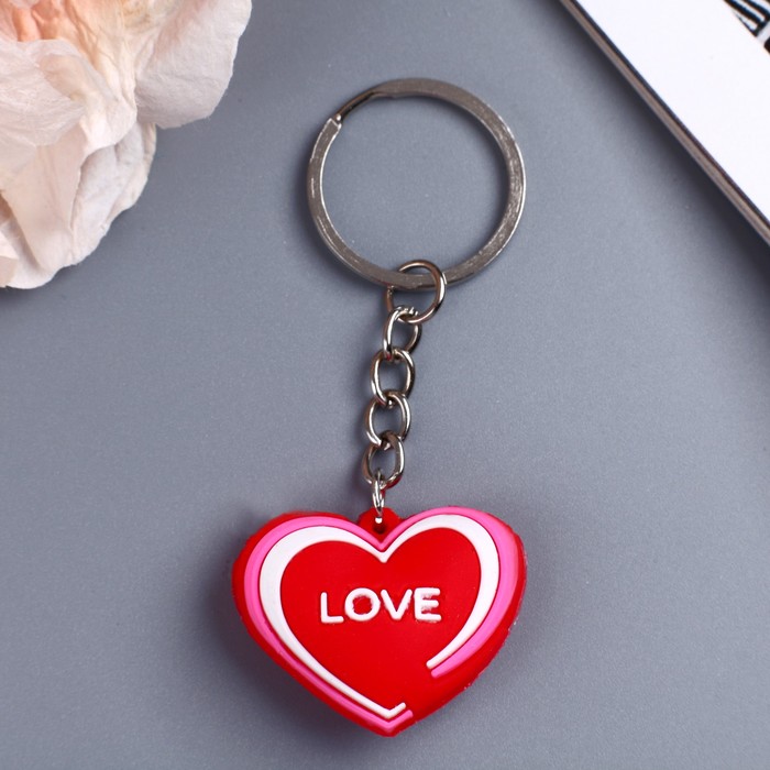 Брелок "Двойное сердце Love" матовое 3,5х4х1 см