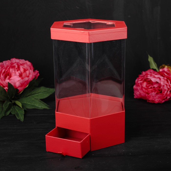 Коробка подарочная, красный, 17 х 17 х 32,5 см