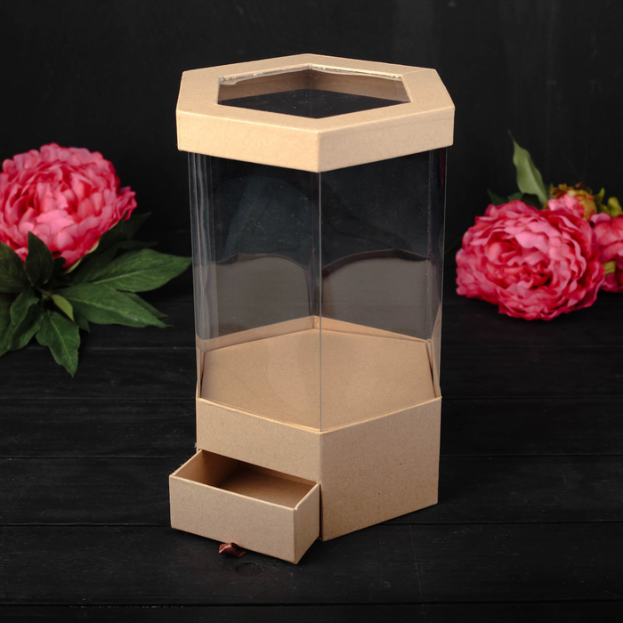 Коробка подарочная, бежевый, 17 х 17 х 32,5 см