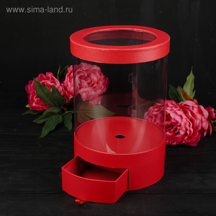 

Коробка подарочная для цветов, красная, 20х20х32,5 см