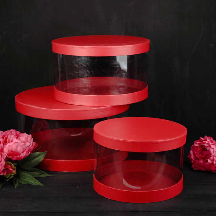 Набор коробок 3в1, красный, 38 х 38 х 20 - 26 х 26 х 17 см