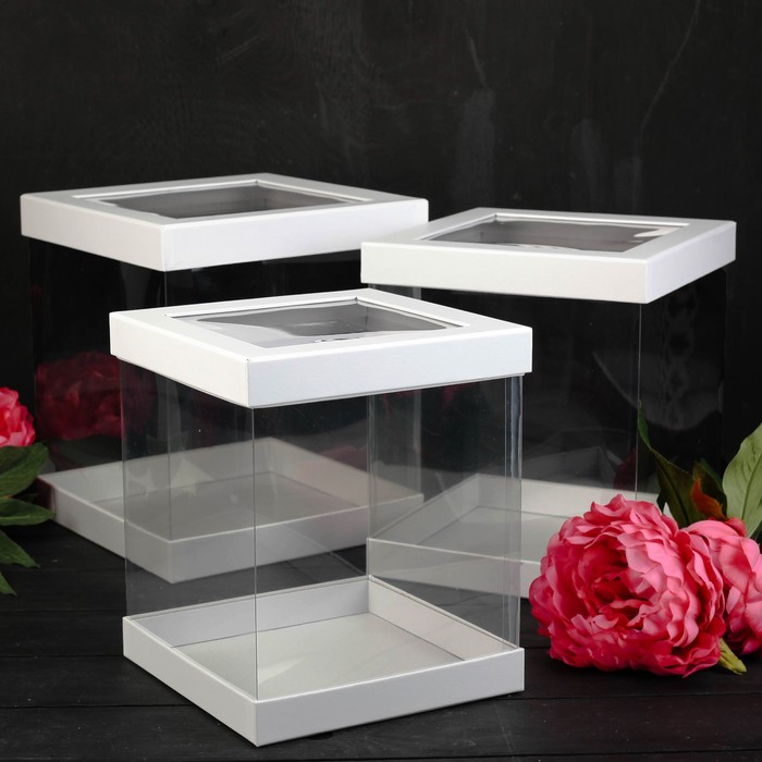 Набор коробок 3в1, белый, 23 х 23 х 26 - 16 х 16 х 23 см