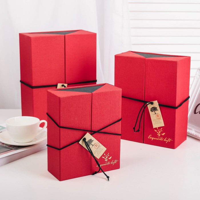 Набор коробок 3в1, красный, 27 х 20 х 10 - 19 х 15 х 6,5 см