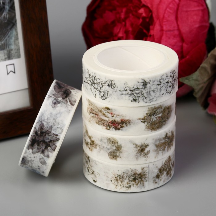 Клейкая лента декоративная бумажная "Винтаж" ширина 1,5 см намотка 10 метров МИКС