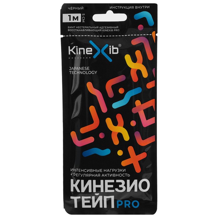 фото Кинезио-тейп kinexib pro, 5 см х 1 м, чёрный