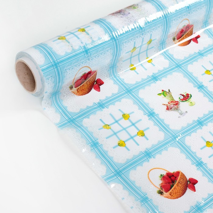 Клеенка ПВХ (рулон 29 метров), ширина 137 см "Клубника" УЦЕНКА