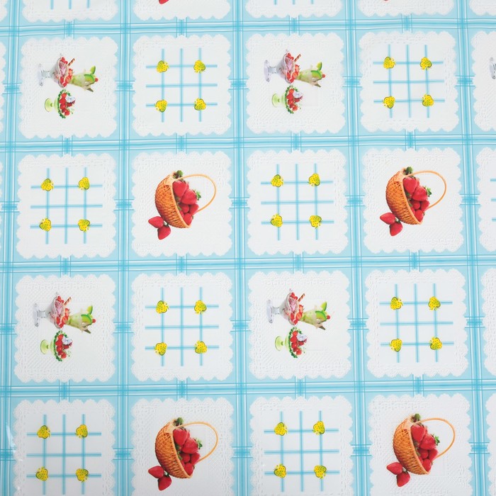 Клеенка ПВХ (рулон 29 метров), ширина 137 см "Клубника" УЦЕНКА