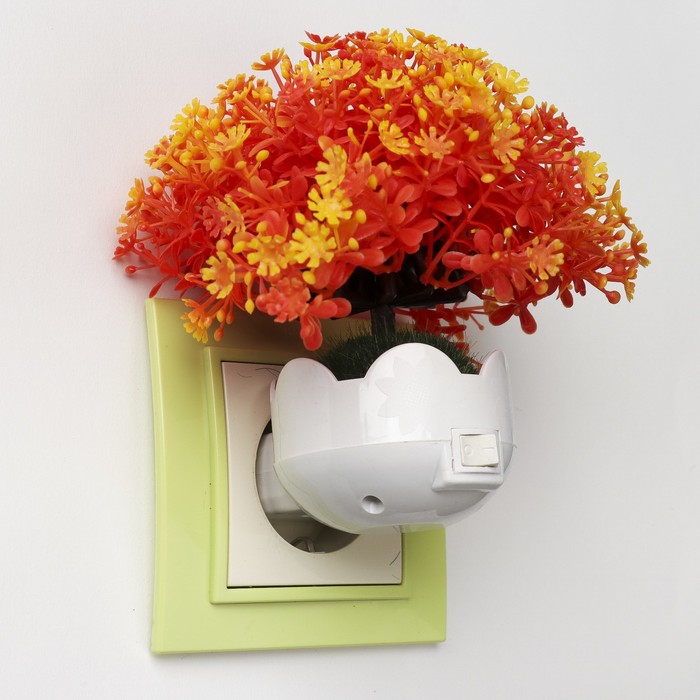 Ночник "Полянка" 6хLED от сети 220В МИКС 13,5х11х11,5см