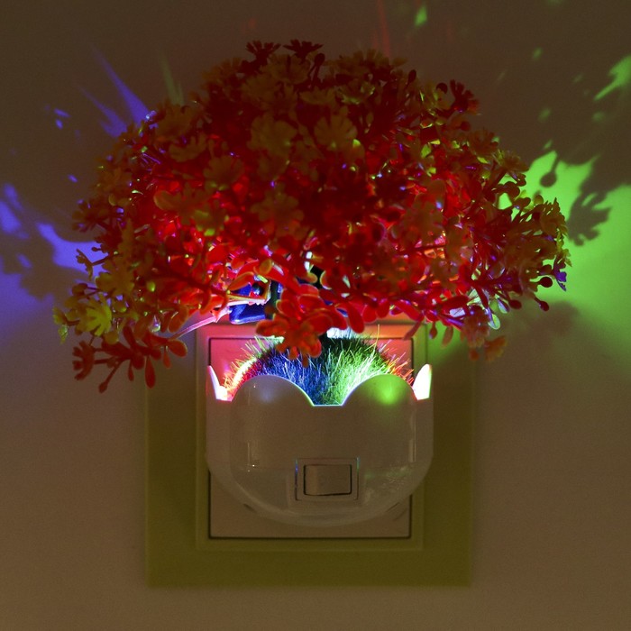 Ночник "Полянка" 6хLED от сети 220В МИКС 13,5х11х11,5см