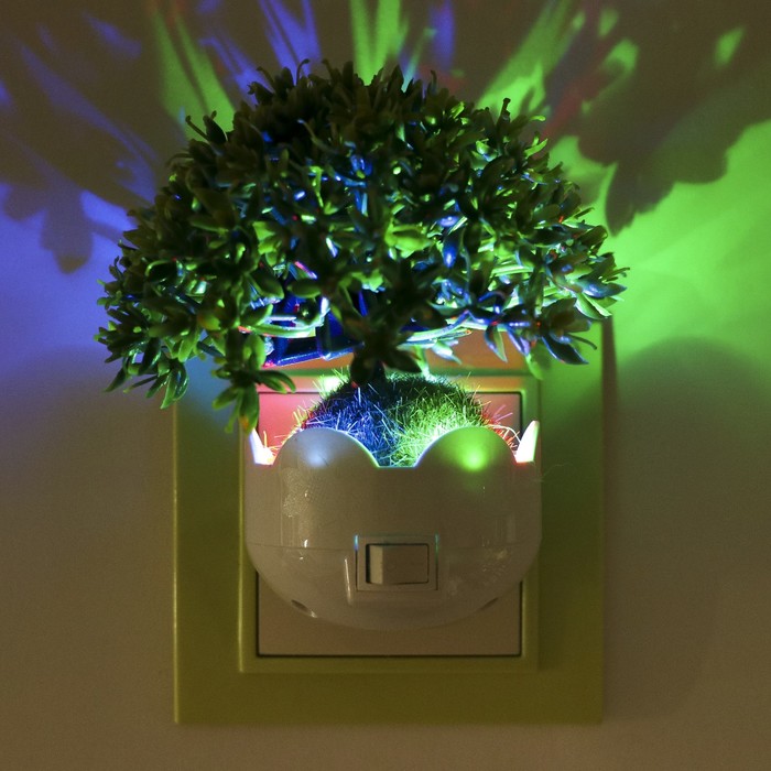 Ночник "Зелень" 6хLED от сети 220В МИКС 10х9х11см