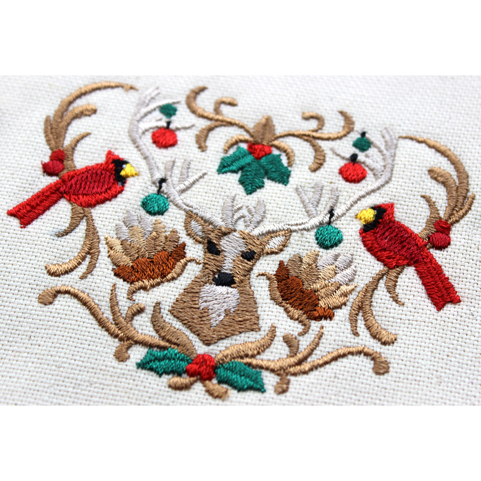 Прихватка "Олень и снегири" 22,5 х 22,5 см, цвет терракотовый