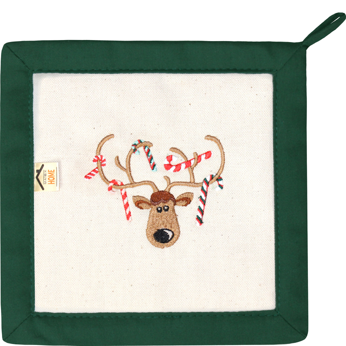 Прихватка "Карамельный олень" 22,5 х 22,5 см, цвет изумруд