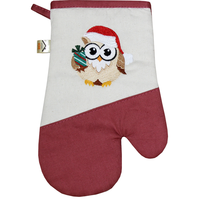 Варежка-прихватка "Совушка" 30х20 см, саржа, хл 100%, 230 г/м2, терракотовый