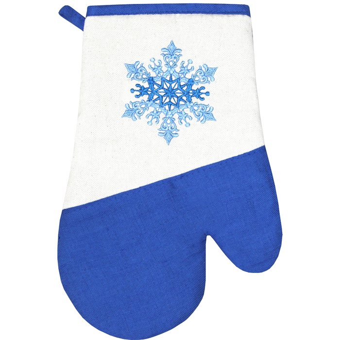 Варежка-прихватка "Снежинка" 30х20 см, саржа, хл 100%, 230 г/м2, небесный