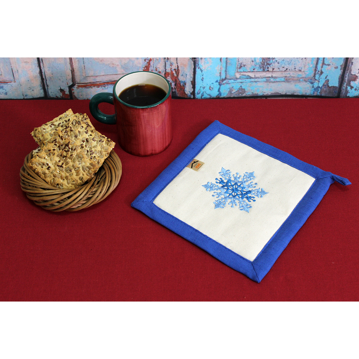 При х ватка "Снежинка" 22,5 х 22,5 см, цвет небесный