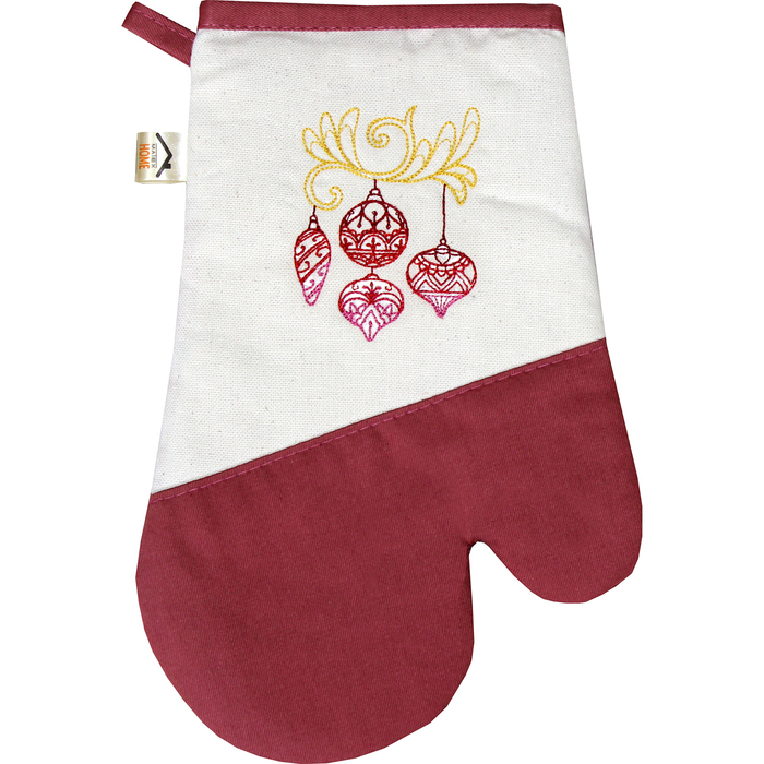Варежка-прихватка "Елочные игрушки" 30х20 см, саржа, хл 100%, 230 г/м2, розовый