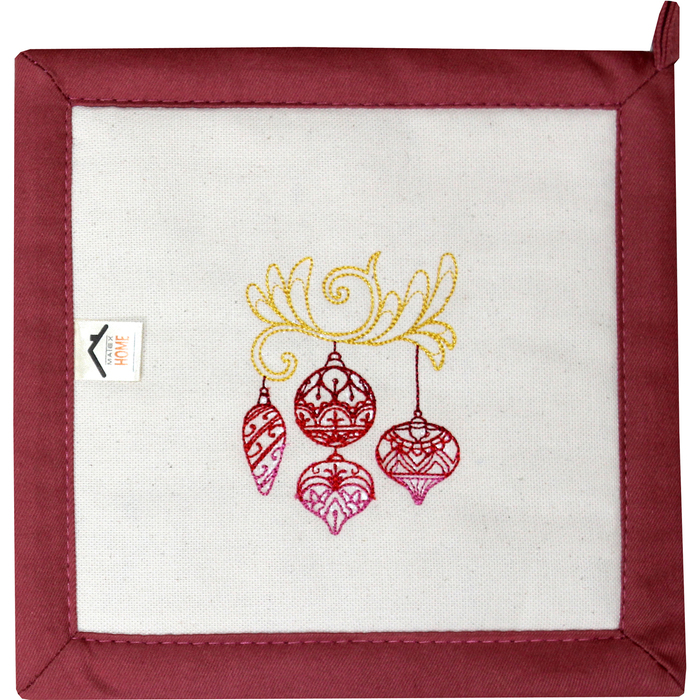 Прихватка "Елочные игрушки" 22,5 х 22,5 см, цвет терракотовый