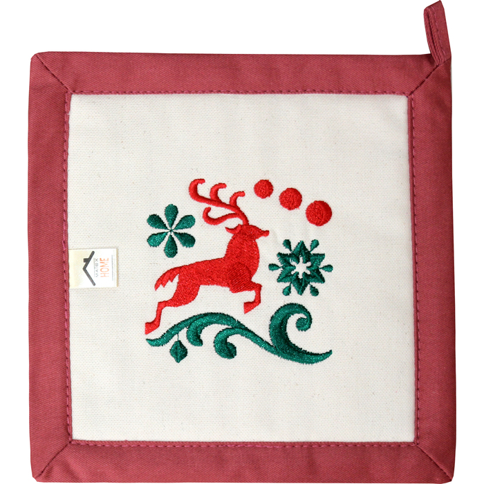При х ватка "Рождественские олени" 22,5 х 22,5 см, цвет терракотовый
