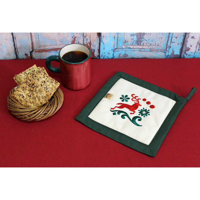 При х ватка "Рождественские олени" 22,5 х 22,5 см, цветизумруд