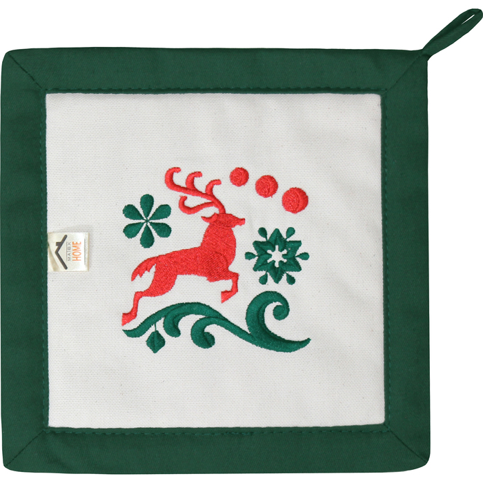 При х ватка "Рождественские олени" 22,5 х 22,5 см, цветизумруд