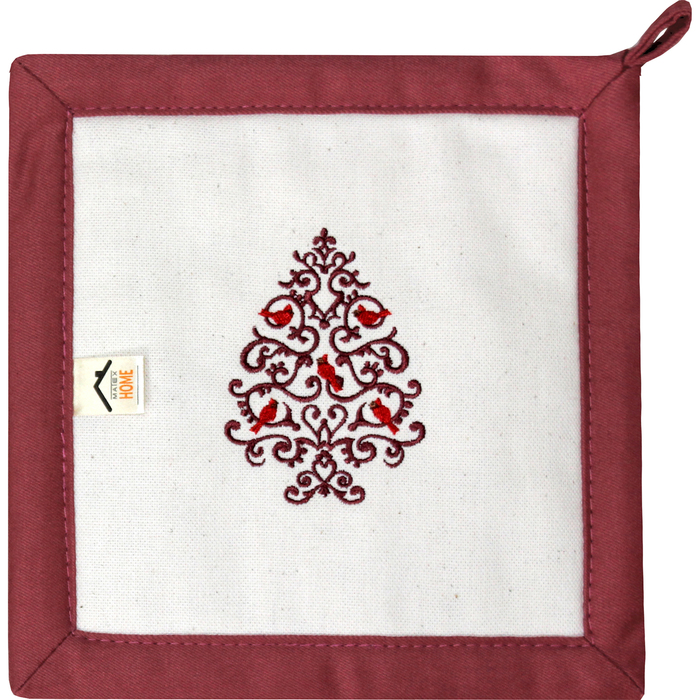 При х ватка "Снегири на елке"22,5 х 22,5 см, цвет терракотовый