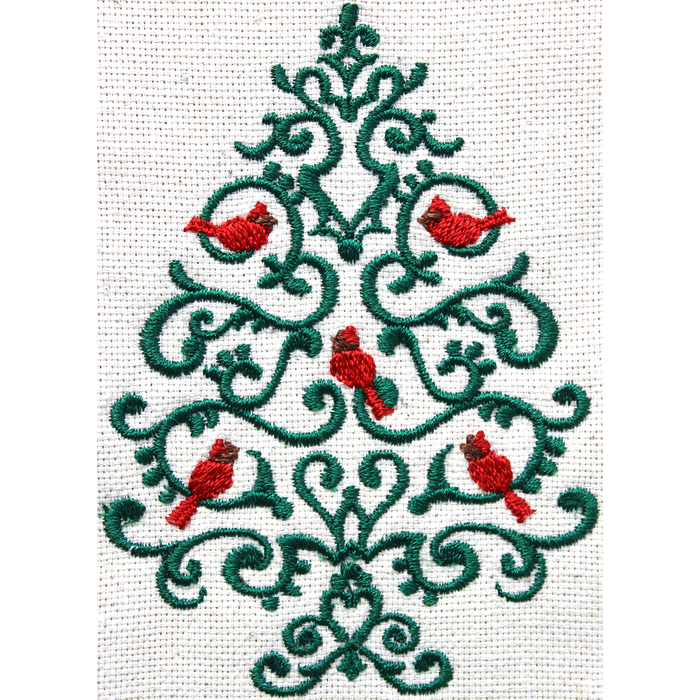 Варежка-прихватка "Снегири на елке" 30х20 см, саржа, хл 100%, 230 г/м2, изумруд