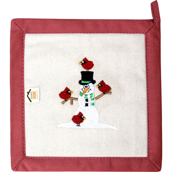 При х ватка "Снеговик и снегири" 22,5 х 22,5 см, цвет терракотовый