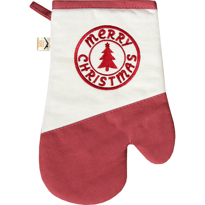 Варежка-прихватка "MERRY CHRISTMAS " 30х20 см, саржа, хл 100%, 230 г/м2, розовый