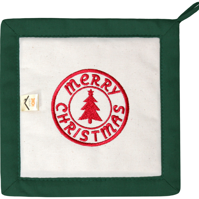Прихватка "MERRY CHRISTMAS " 22,5х22,5 см, саржа, хл 100%, 230 г/м2, изумруд