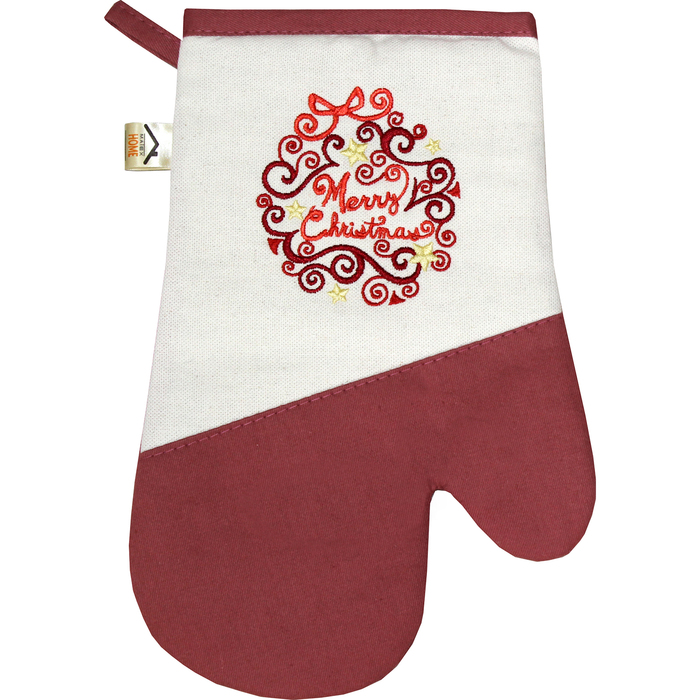 Варежка-прихватка "MERRY CHRISTMAS- звёзды" 30х20 см, саржа, хл 100%, 230 г/м2, розовый
