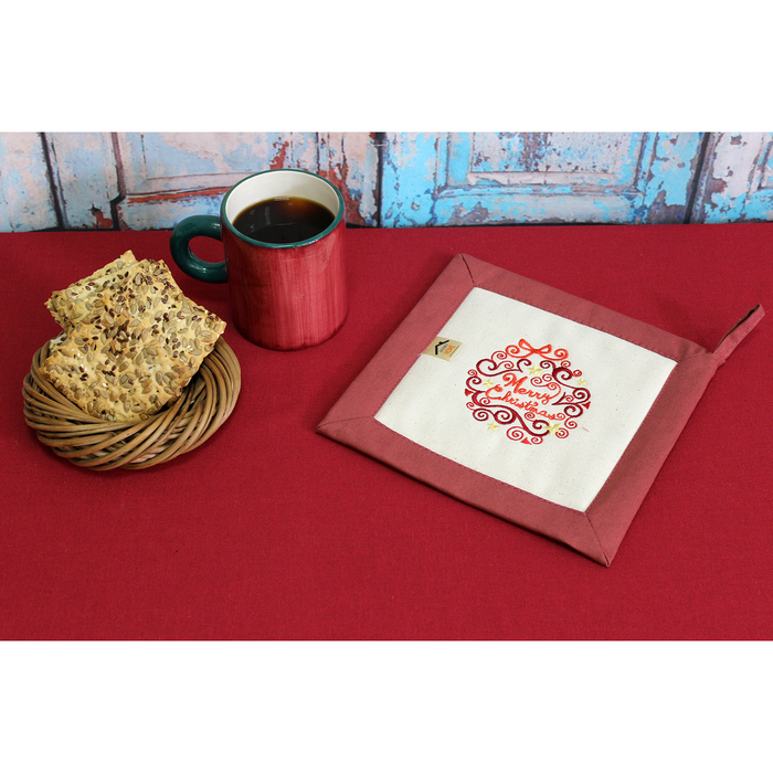 Прихватка "MERRY CHRISTMAS - звёзды" 22,5х22,5 см, саржа, хл 100% , 230 г/м2, терракотовый 366710