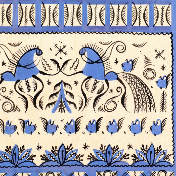 Доска разделочная «Прямоугольная», 18×0,8×31 см, синяя, мезенская роспись