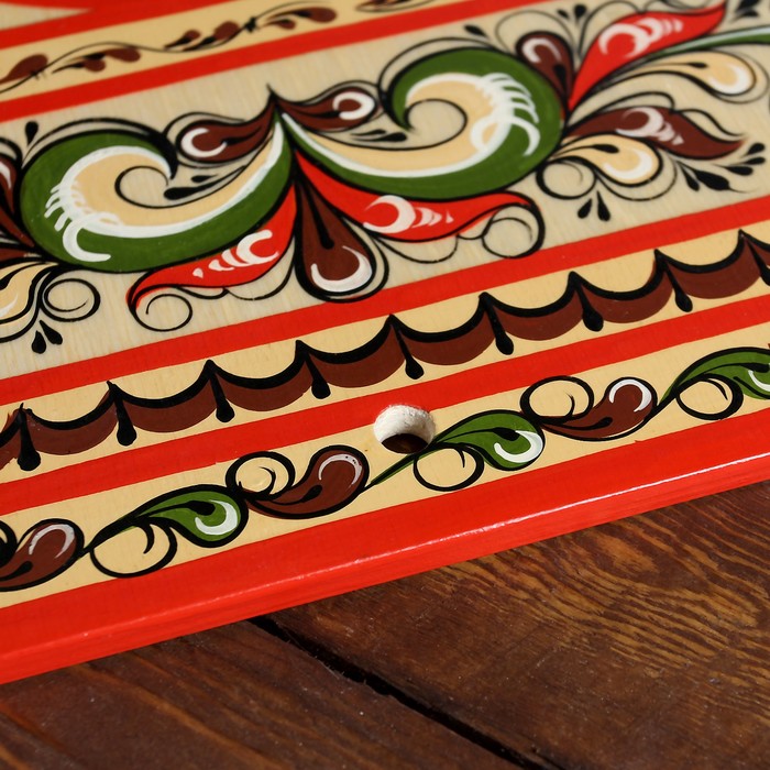 Доска разделочная «Прямоугольная», 40×0,8×60 см, красная, ракульская роспись