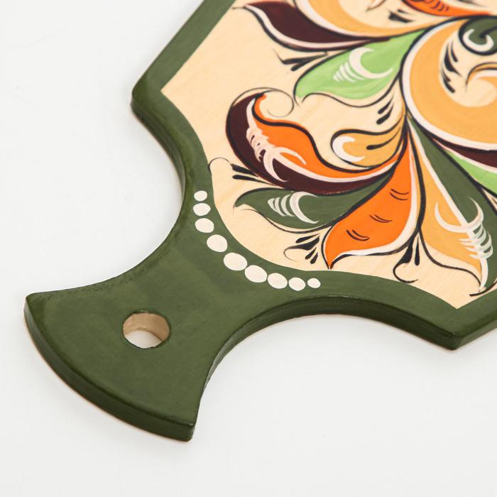 Досочка разделочная «Фигурная», 12×0,8×17 см, зелёная, ракульская роспись