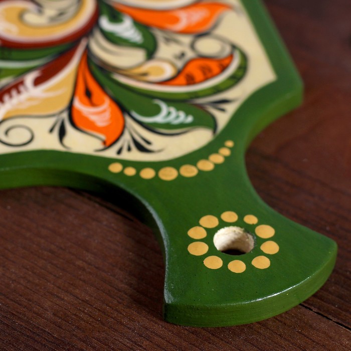 Досочка разделочная «Фигурная», 12×0,8×17 см, зелёная, ракульская роспись