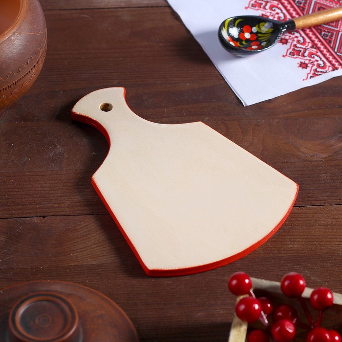Досочка разделочная «Фигурная», 12×0,8×17 см, красная, ракульская роспись