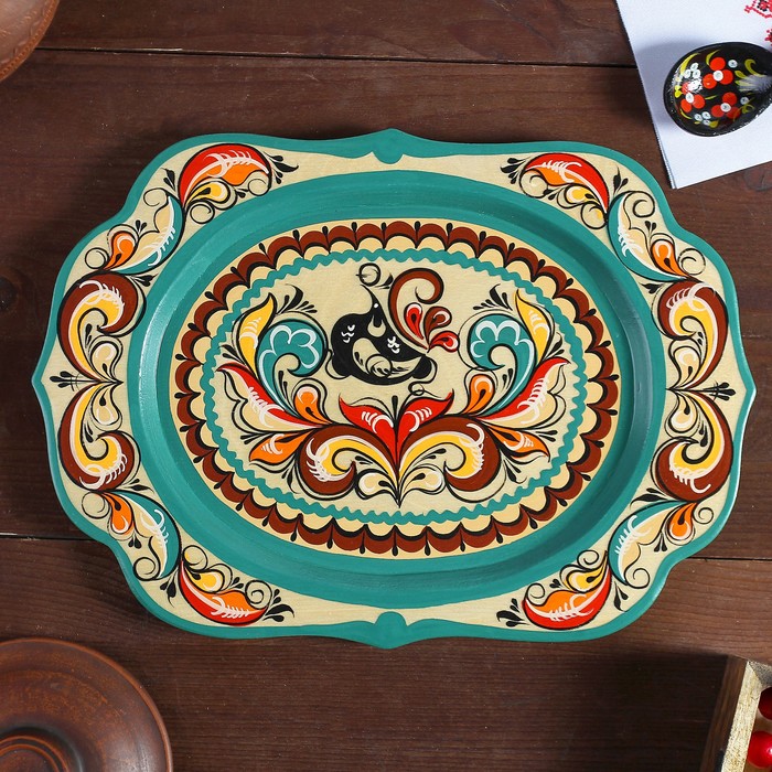 Поднос, малый, 29×21×1,5 см, ракульская роспись