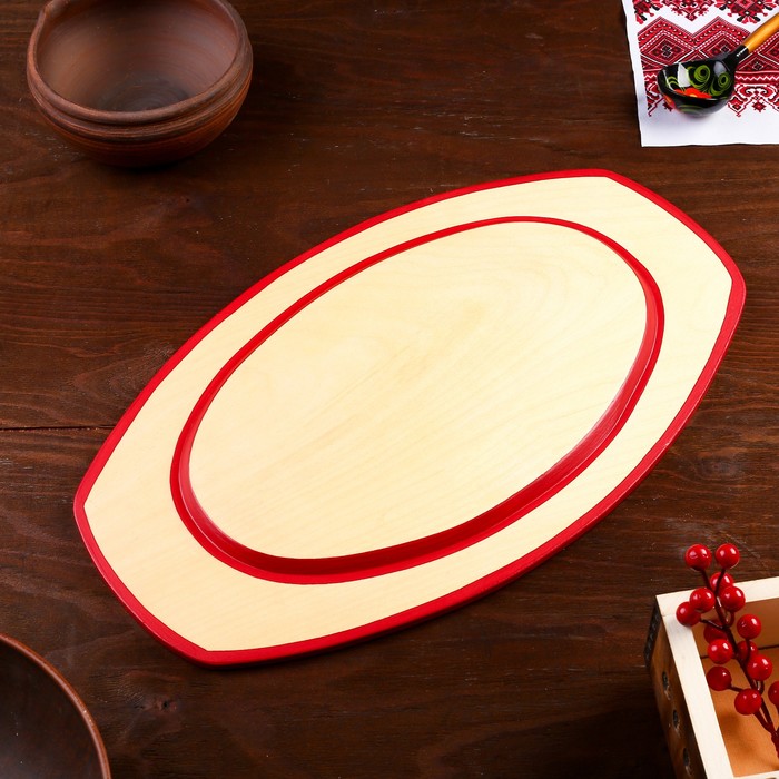 Поднос, овальный, 29×21×1,5 см, пучужская роспись