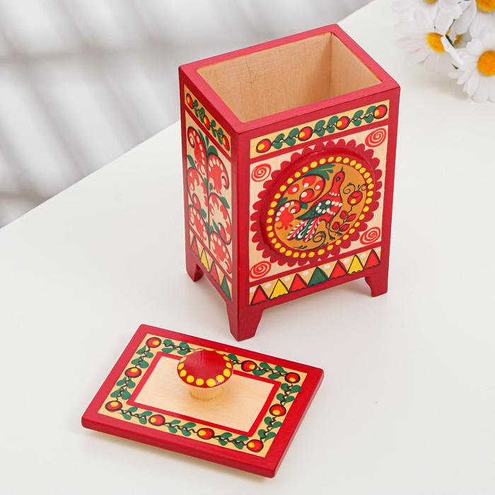 Ставчик, 9×6,5×13,5 см, пучужская роспись