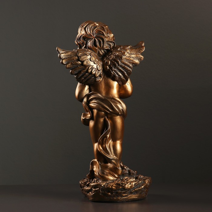 Фигура "Ангел с розой стоя" бронза-серебро