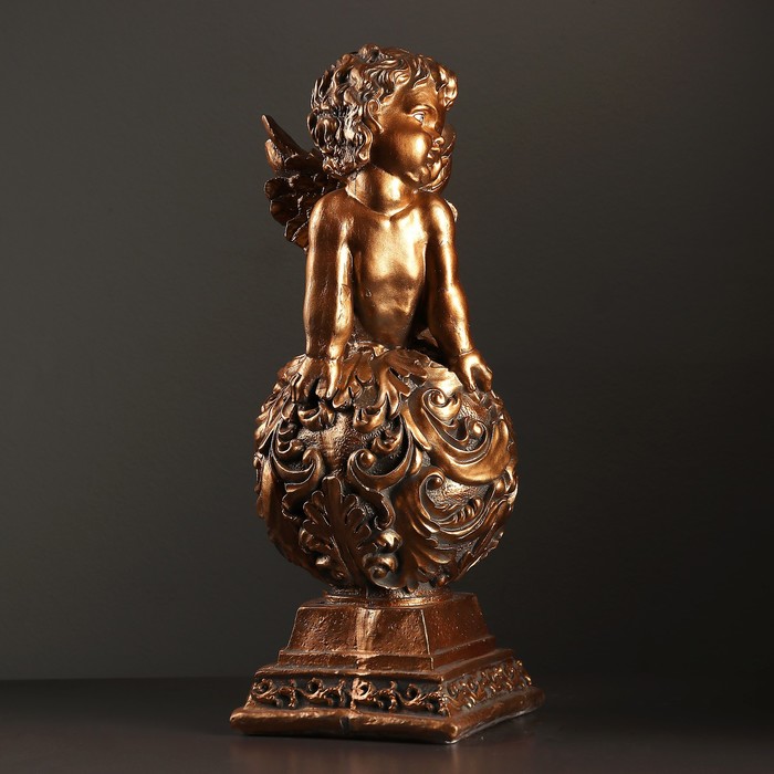 Фигура "Ангел лежа на шаре" 18х24х51см бронза