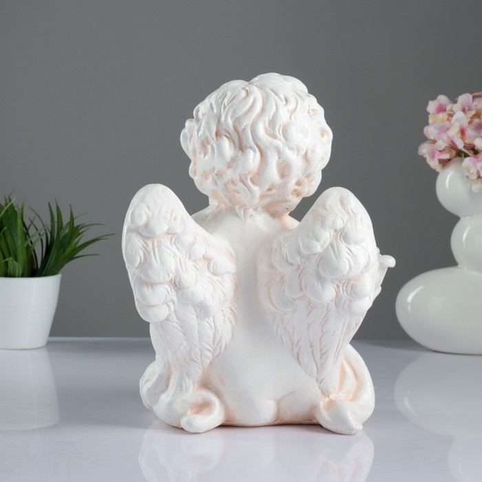 Подсвечник "Ангел с цветком в руке" бежевый